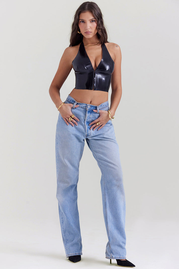 Stilla | Sort Latex Grime Top