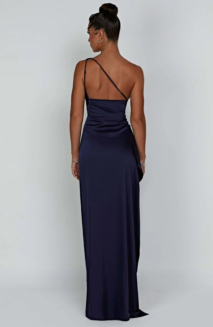 Stilla | Satin Split Dress With One Shoulder