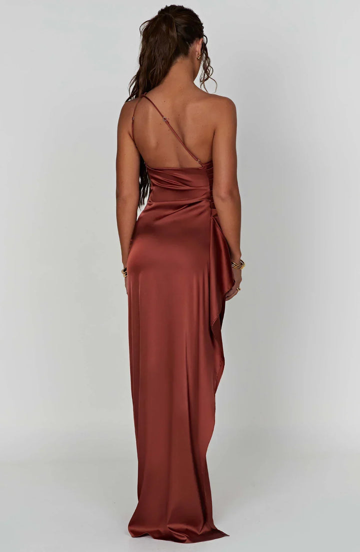 Stilla | Satin Split Dress With One Shoulder