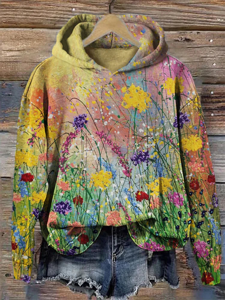 Stilla | Kunstnerisk Blomsterprint Hoodie