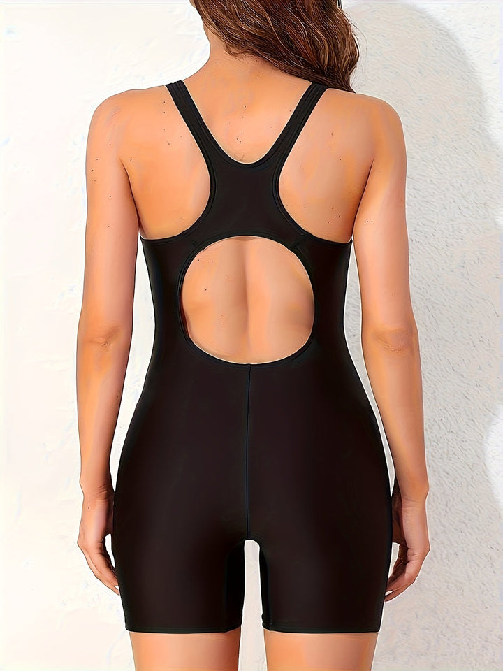 Stilla | Sporty One Piece Badesuit Med Stræk Striber, Rund Halsudskæring