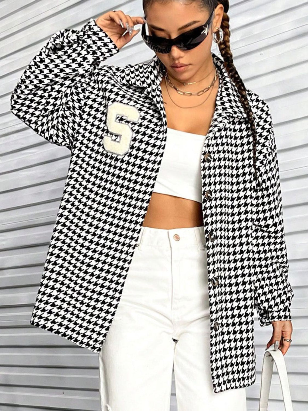 Stilla | Knapjakke Med Lange Ærmer Houndstooth