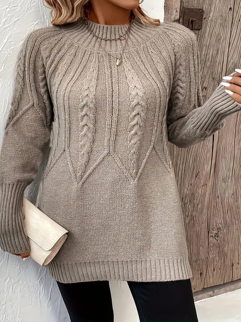 Stilla | Udenlandsk Trøje, Khaki, Turtleneck, Lange Ærmer, Stræk Polyester