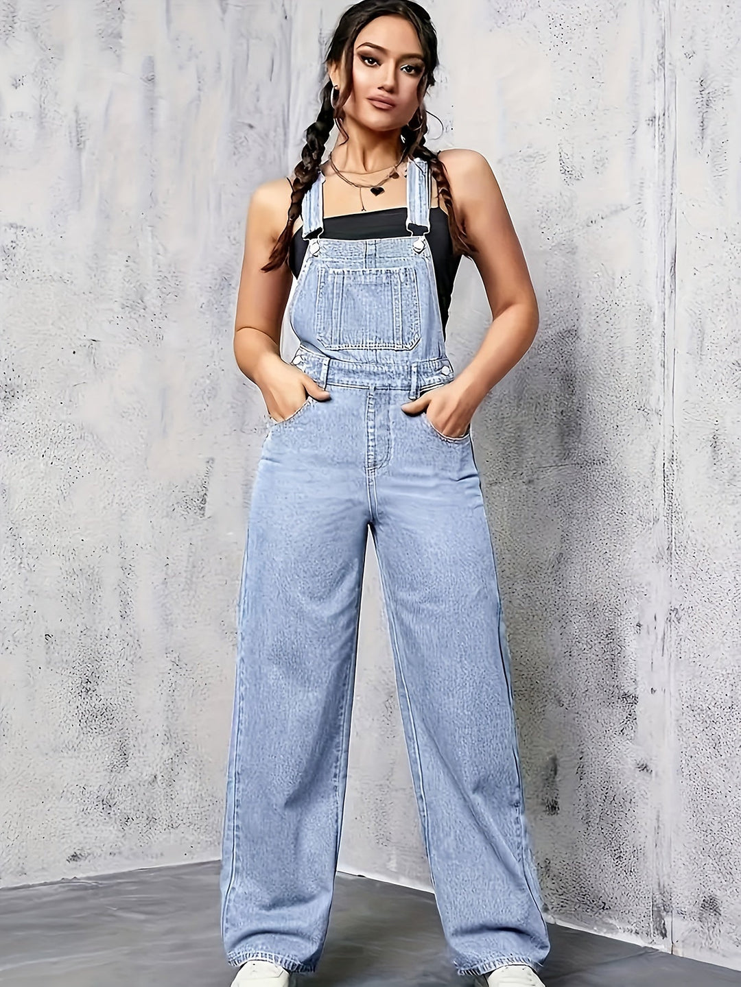 Stilla | Denim Overalls Med Brede Ben