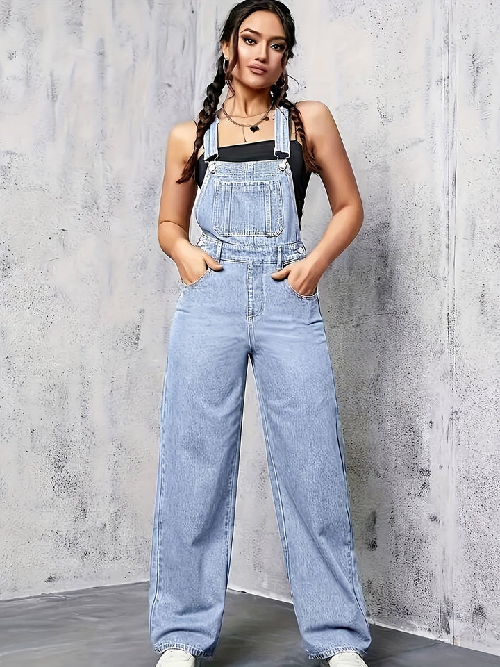 Stilla | Denim Overalls Med Brede Ben