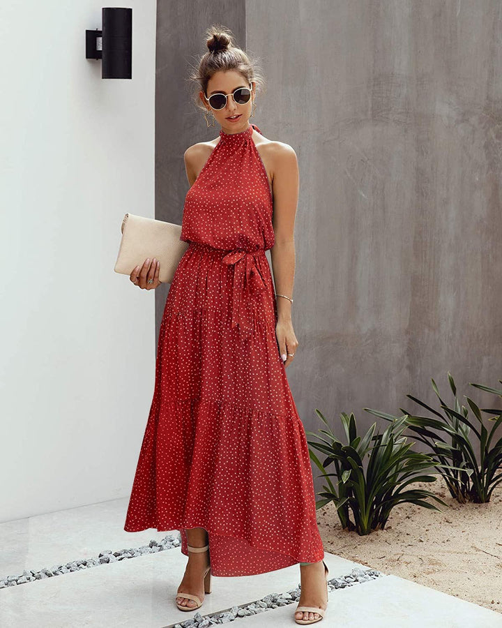 Stilla | Halter Neck Rygfri Maxi Kjole