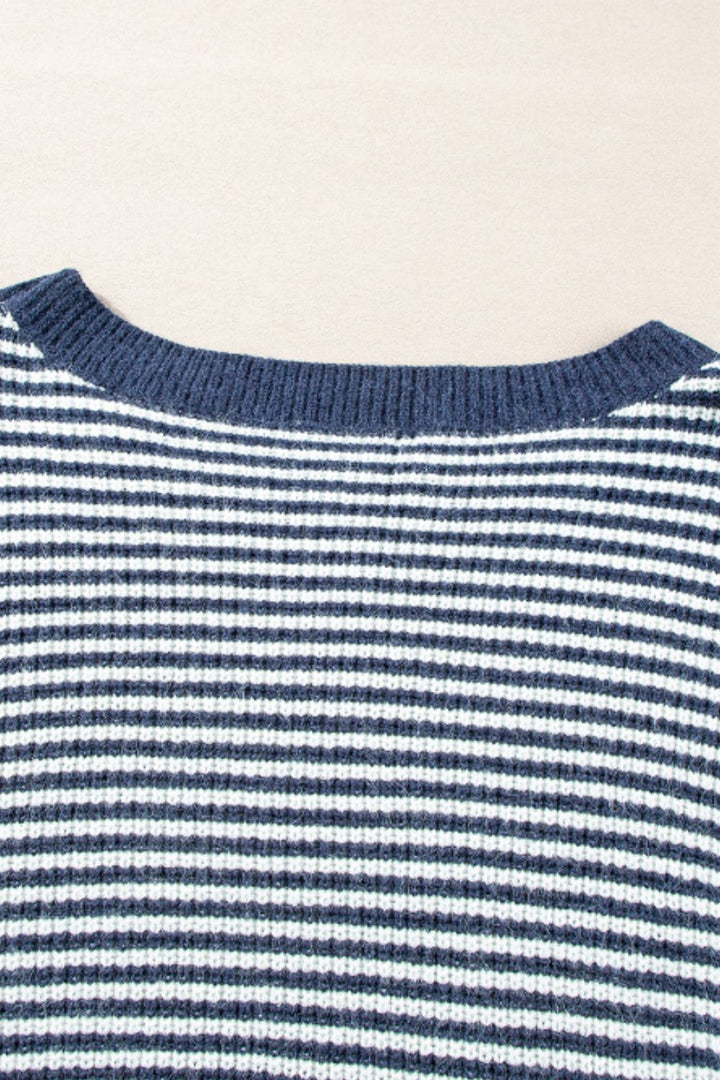 Stilla | Stribet Pullover Med Lange Ærmer og Båd Udsnit