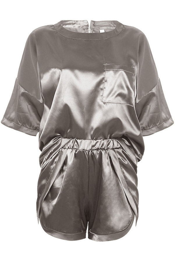 Stilla | Queen of Comfort Satin Lounge Shorts Sæt