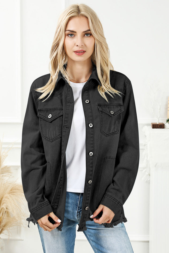 Stilla | Knapper Op Frayed Hem Denim Jakke