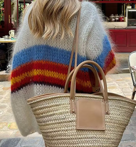 Stilla | Dame Cardigan Af Stribet Mohair