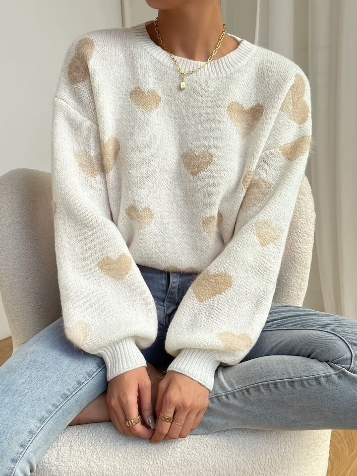 Stilla | Loose sweater with hearts women's