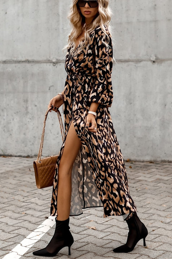 Stilla | Same Old Song Leopard Print Slide Midi Kjole