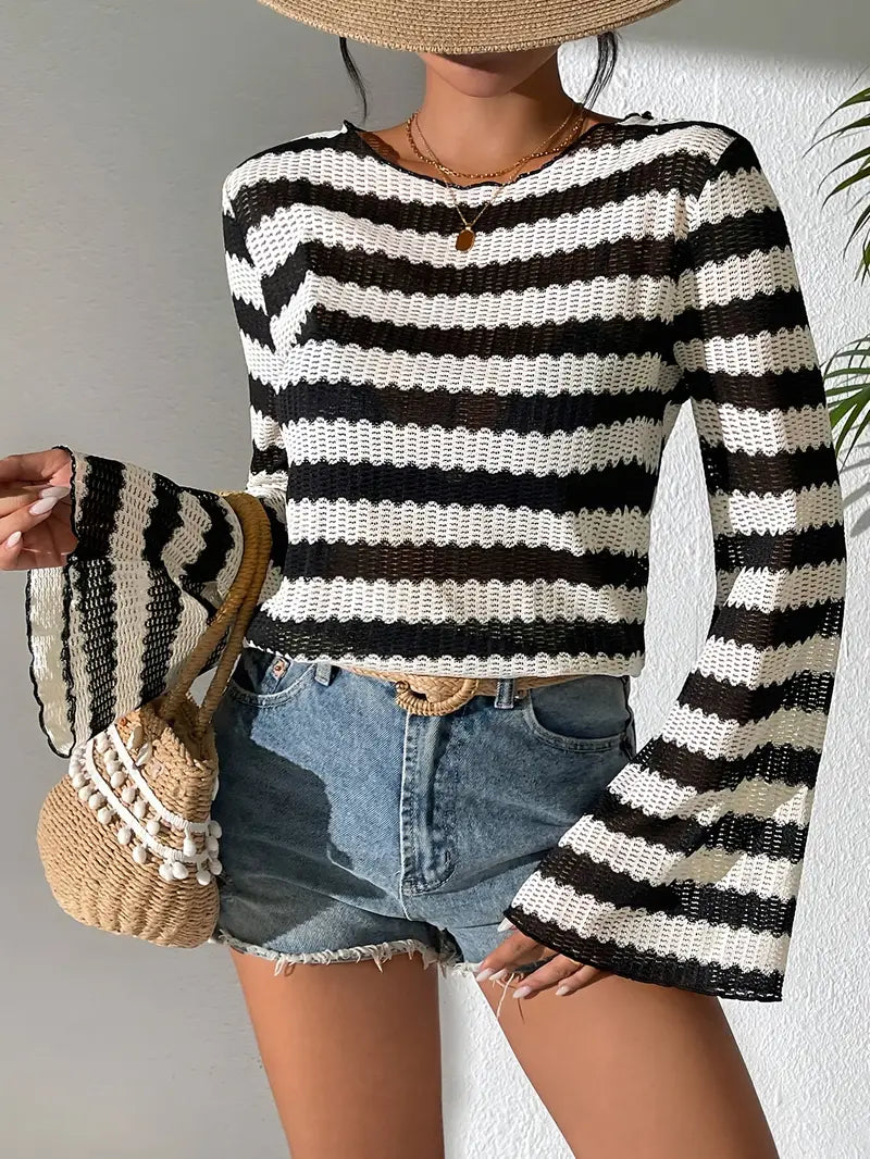 Stilla | Netbluse med klokkeærmer