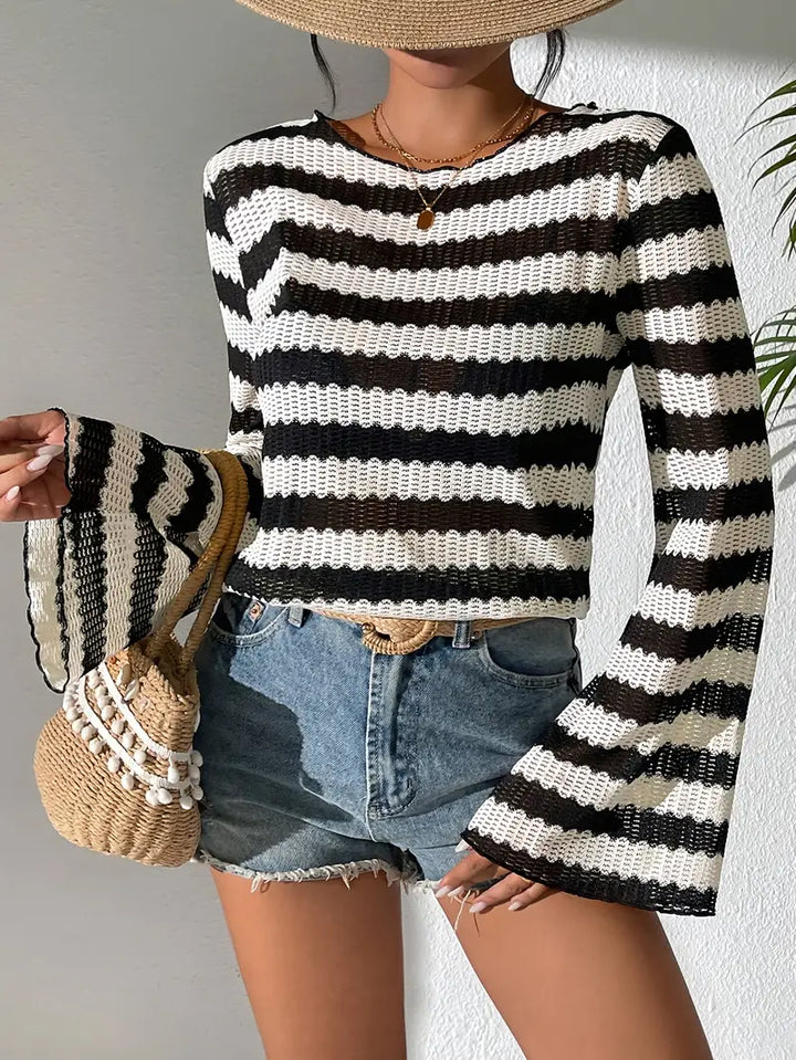 Stilla | Netbluse med klokkeærmer