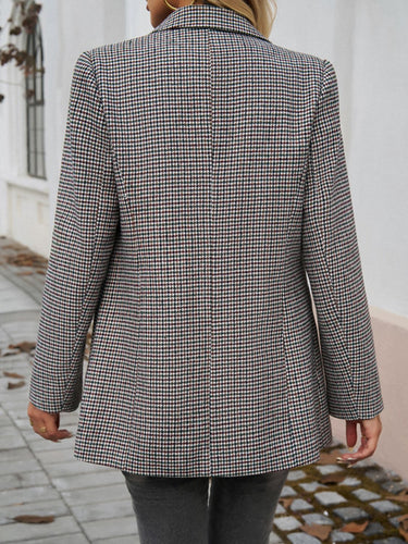 Stilla | Houndstooth Blazer med Lange Ærmer og Lommer