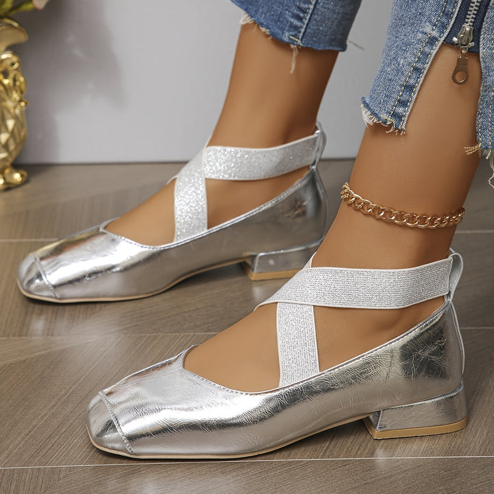 Stilla | Dame Elastiske Kryds Sandaler Med Lav Hæl Komfortable Slip on Sko