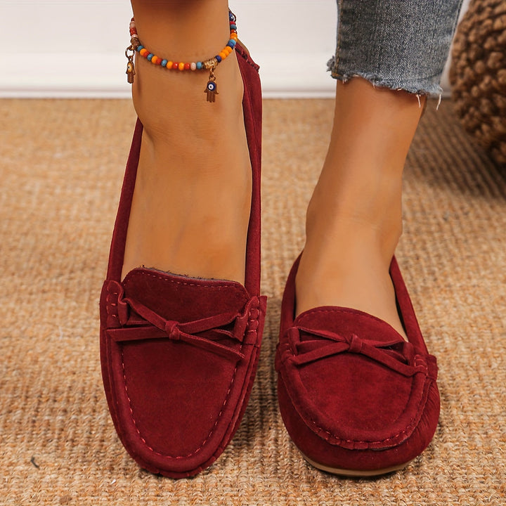 Stilla | Retro Loafers Med Sløjfe, Slip on Sko Med Rund Tå