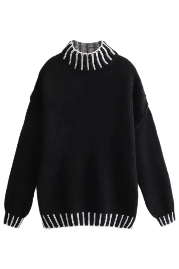 Stilla | Cozy Rullehals Sweater med Farveblokmønster