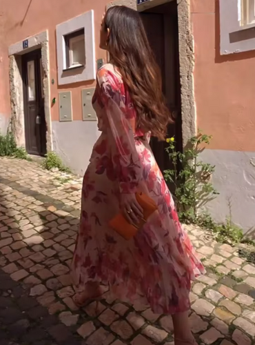 Stilla | Ensemble Chic Skjortebluskjole Med Tryk Og Nederdel Til Kvinder