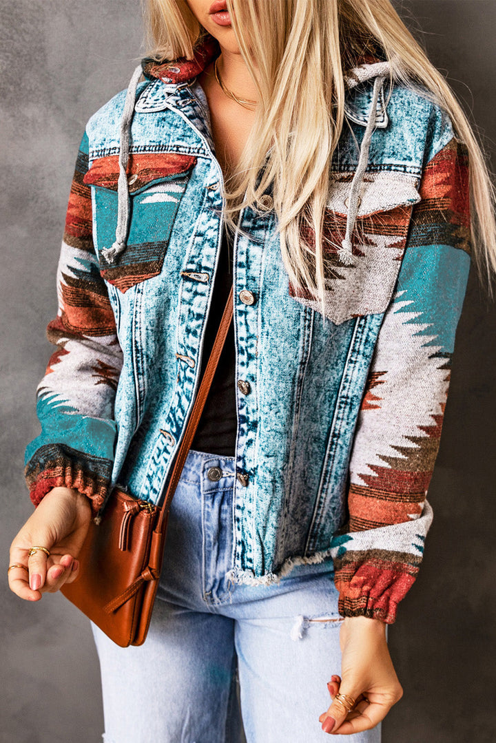 Stilla | Elegant Jeansjakke Med Patchwork Og Knapper Til Dame