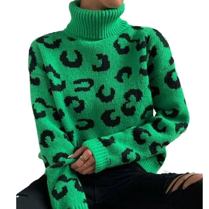 Stilla | Afslappet rullekrave-strikpullover med leopardmønster