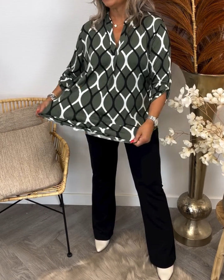 Stilla | Afslappet Bluse med Lange Ærmer og Print
