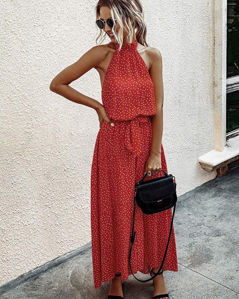 Stilla | Halter Neck Rygfri Maxi Kjole