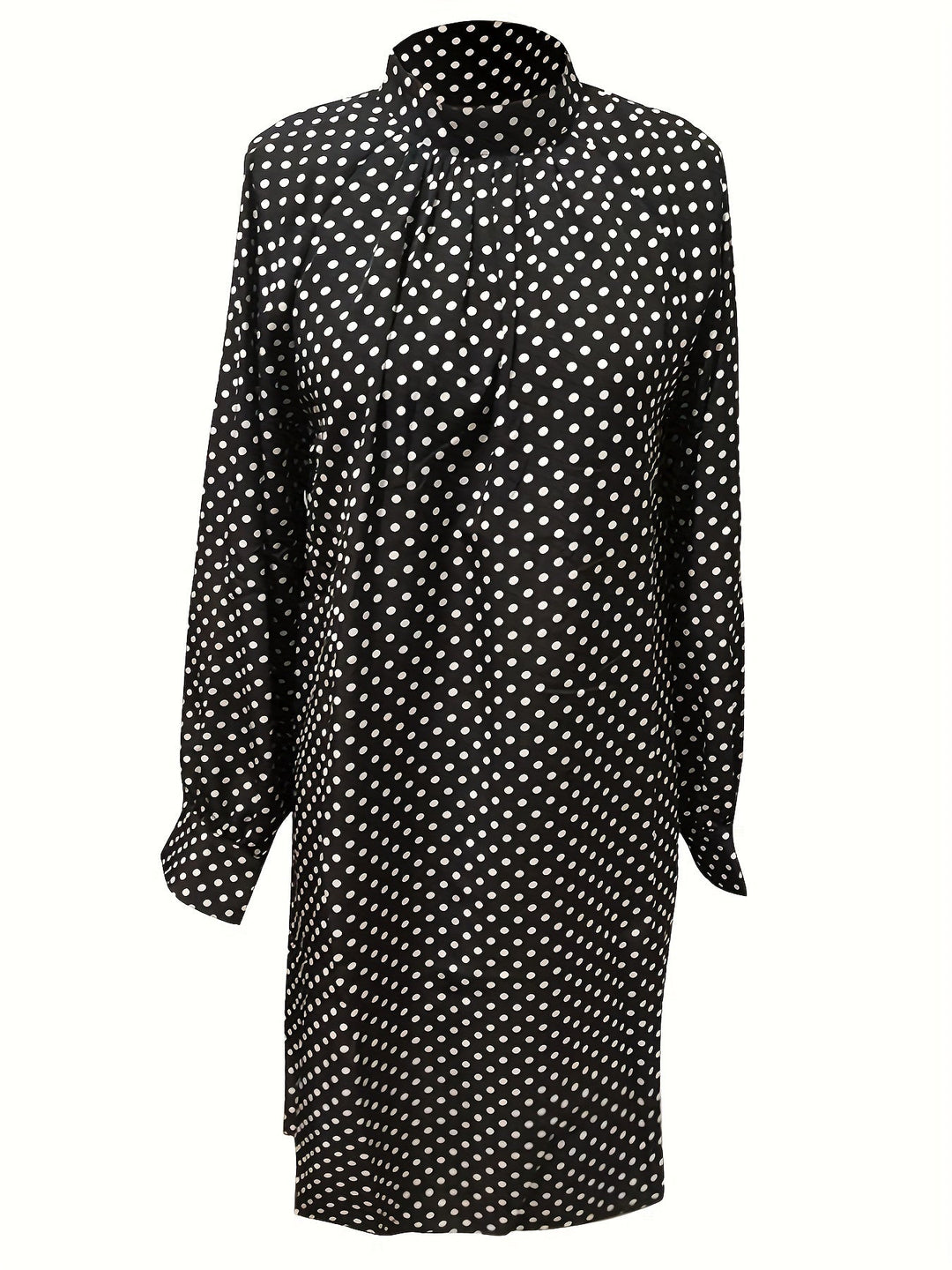 Stilla | Prikket Kjole Elegant Mini Kjole Med Lange Ærmer Og Krave