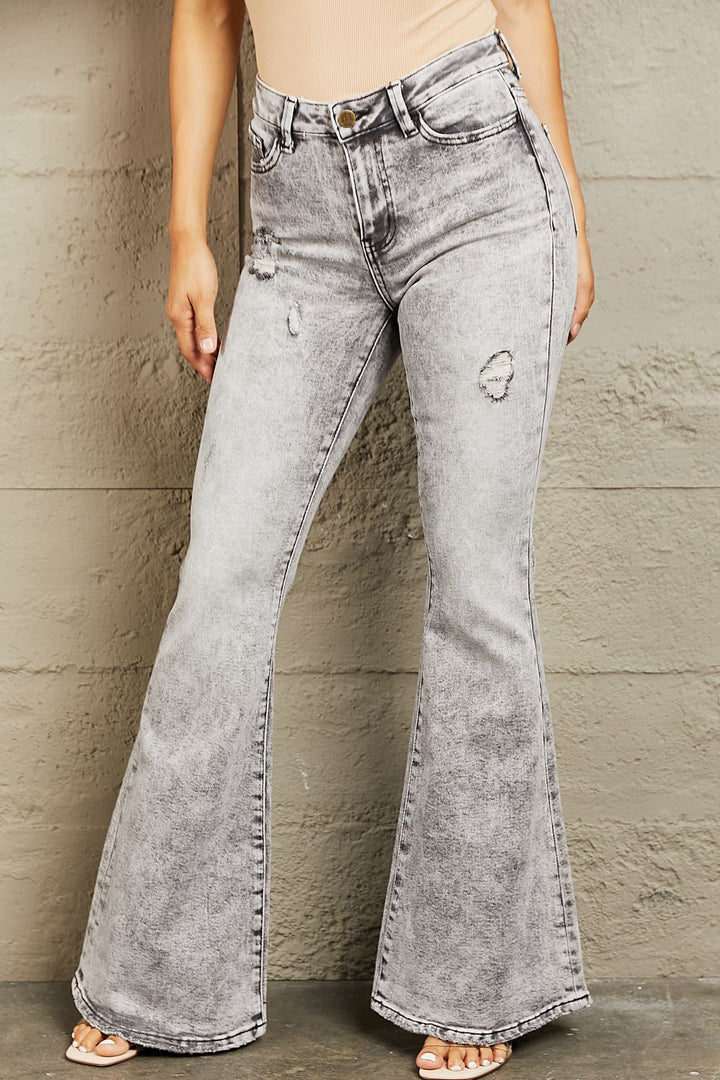 Stilla | Højtaljede Acid Wash Flared Jeans