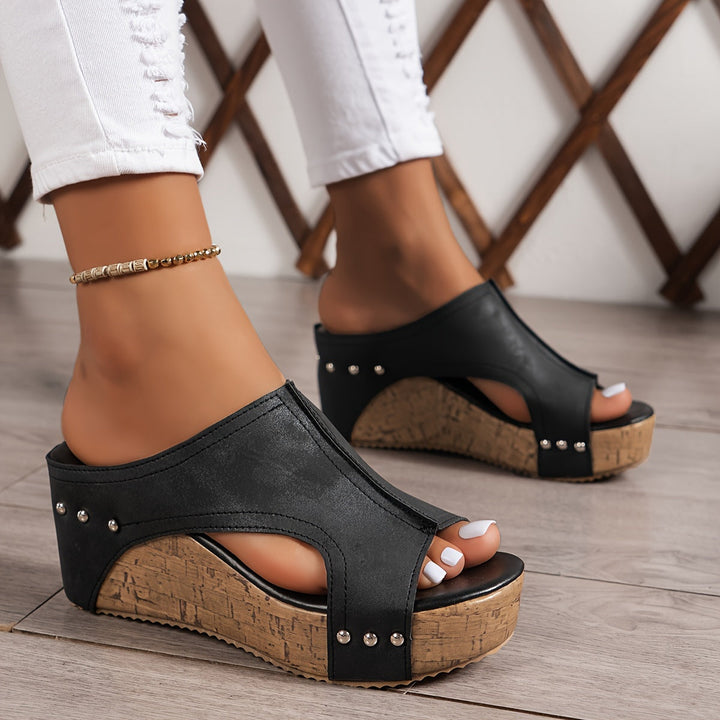Stilla | Platform Sandaler Komfortable Slid on Sommer Sko Med Nitter