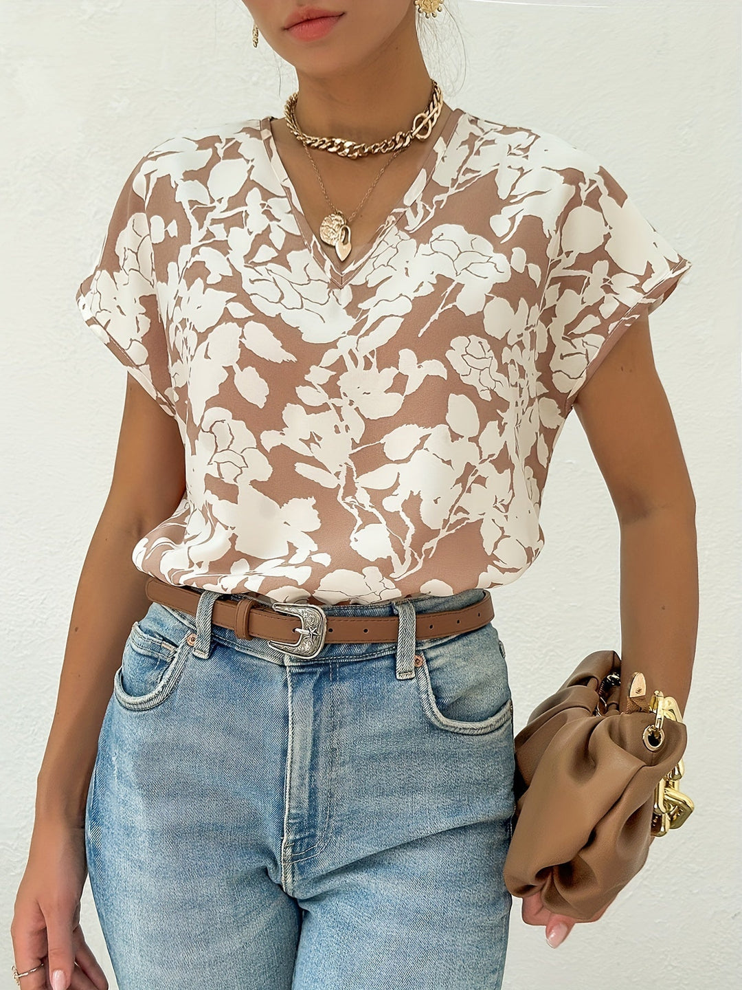 Stilla | Bluse V-udskæring Damer Med Blomsterprint