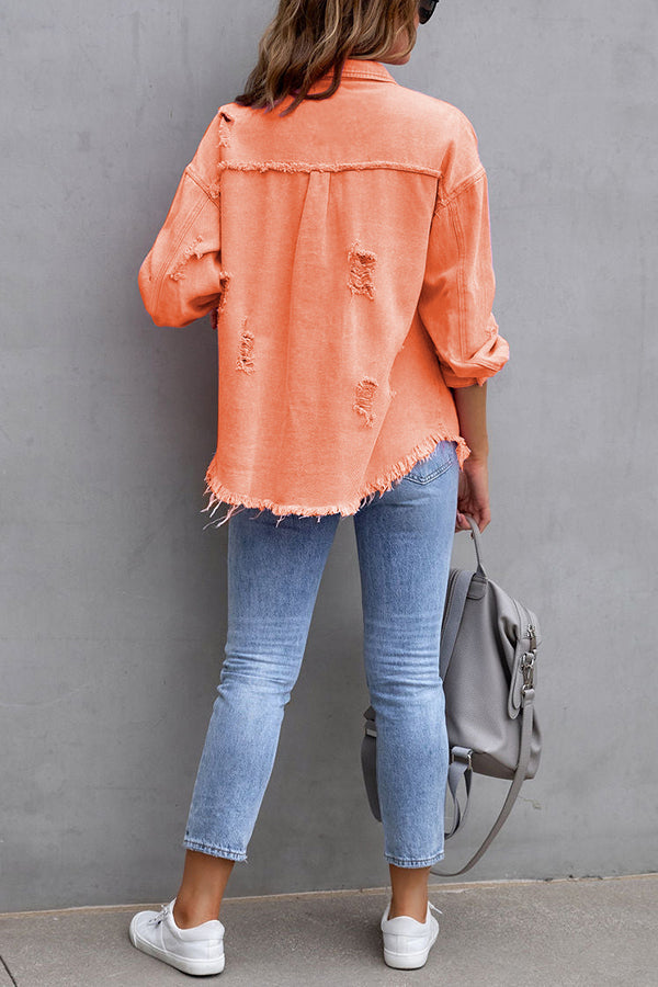 Stilla | Thinking Out Loud Lommer Frayed Denim Shacket