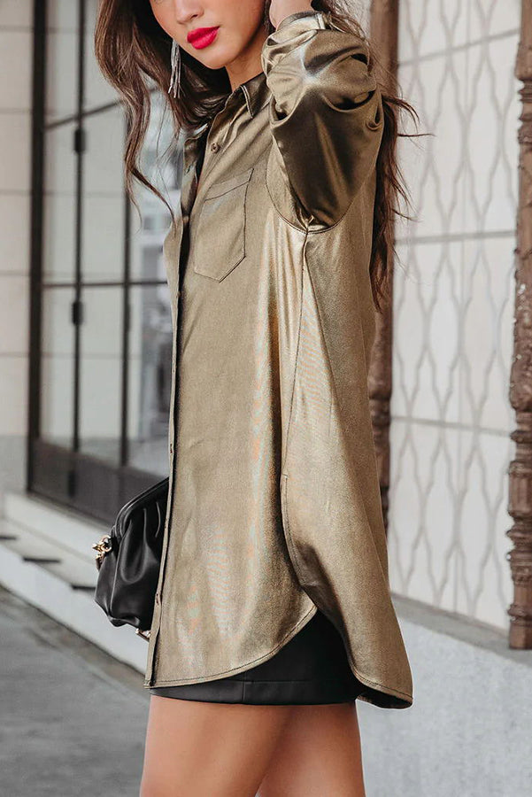 Stilla | Novakiki Stay Golden Babe Metalisk Knap Tunika Bluse
