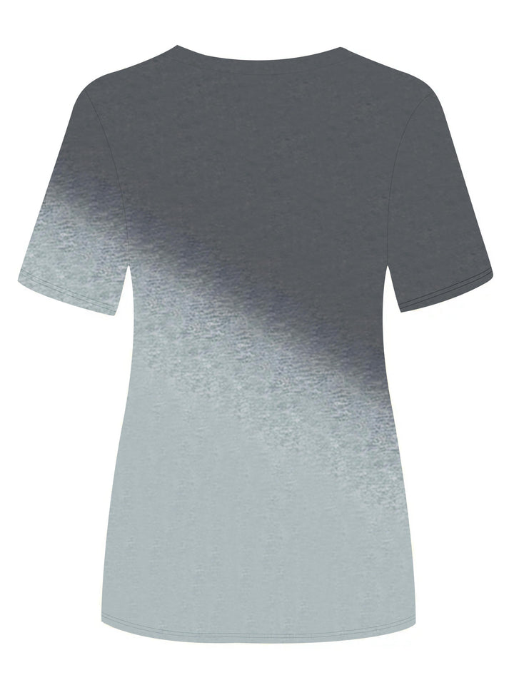Stilla | T-Shirt Med Farveblokke Rund Hals, Kort Ærme, Afslappet, Let Top