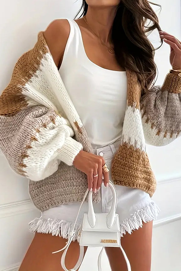 Stilla | Cozy Leisure Cardigan med Kontrasterende Sømdetaljer