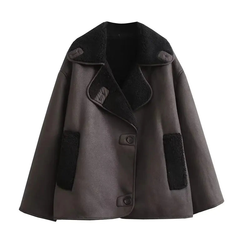 Stilla | Dame oversized frakke med kontrasterende lommer