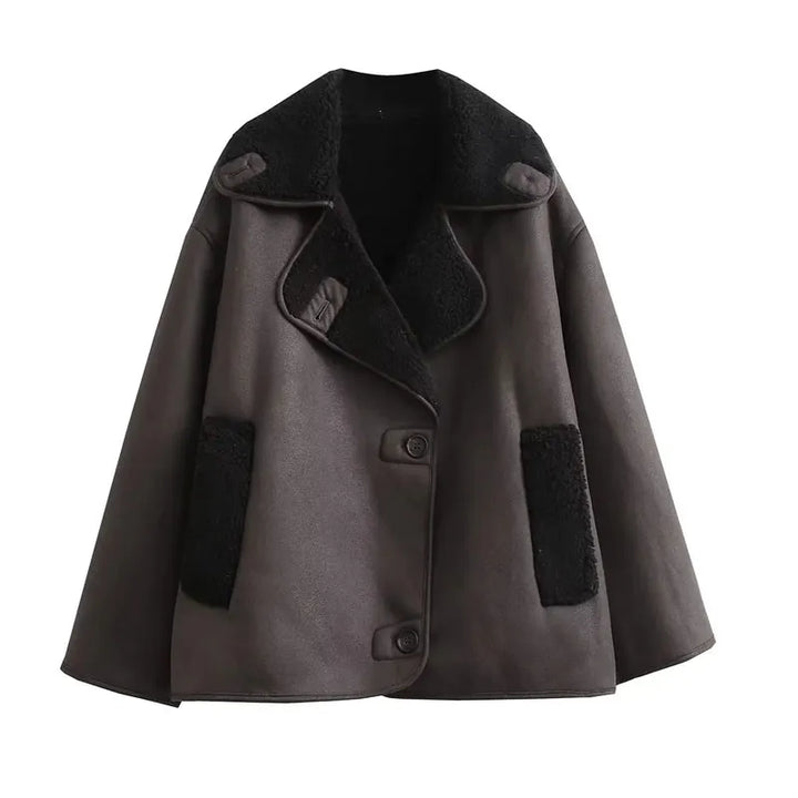 Stilla | Dame oversized frakke med kontrasterende lommer