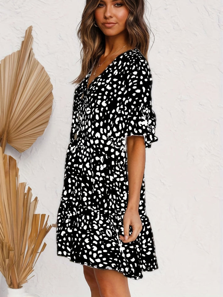 Stilla | Lagdelt Kjole Med Leopardprint
