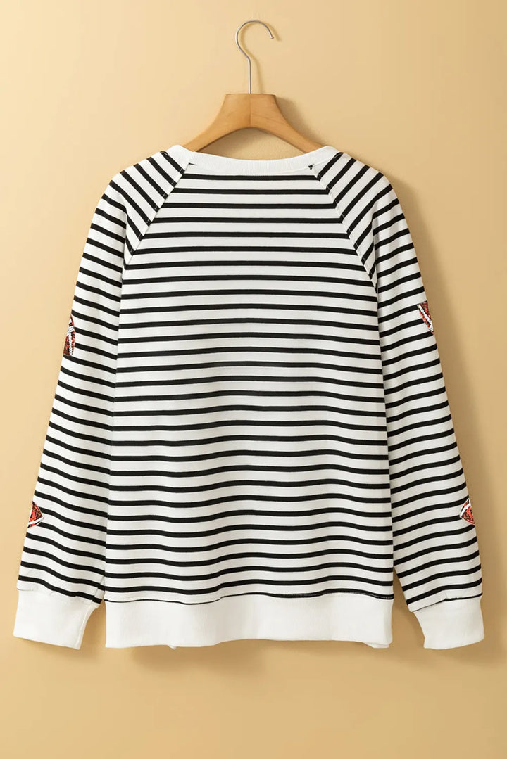 Stilla | Fodbold Sweatshirt Med Lange Ærmer og Stribede Pailletter