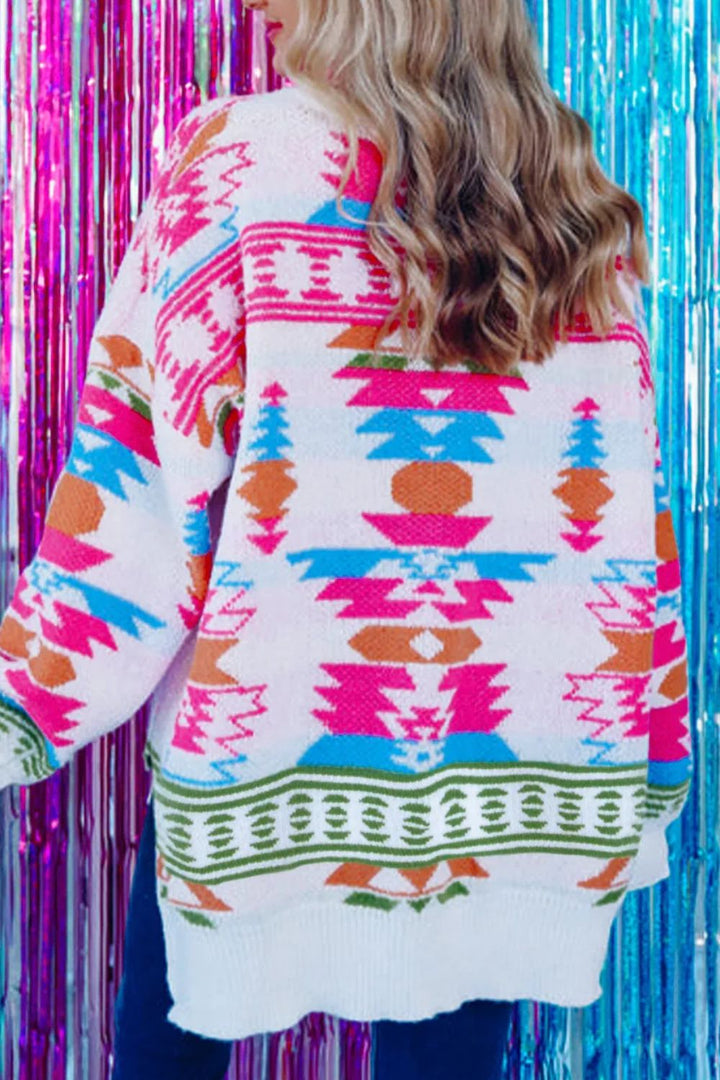 Stilla | Pullover med lange ærmer og geometrisk v-hals