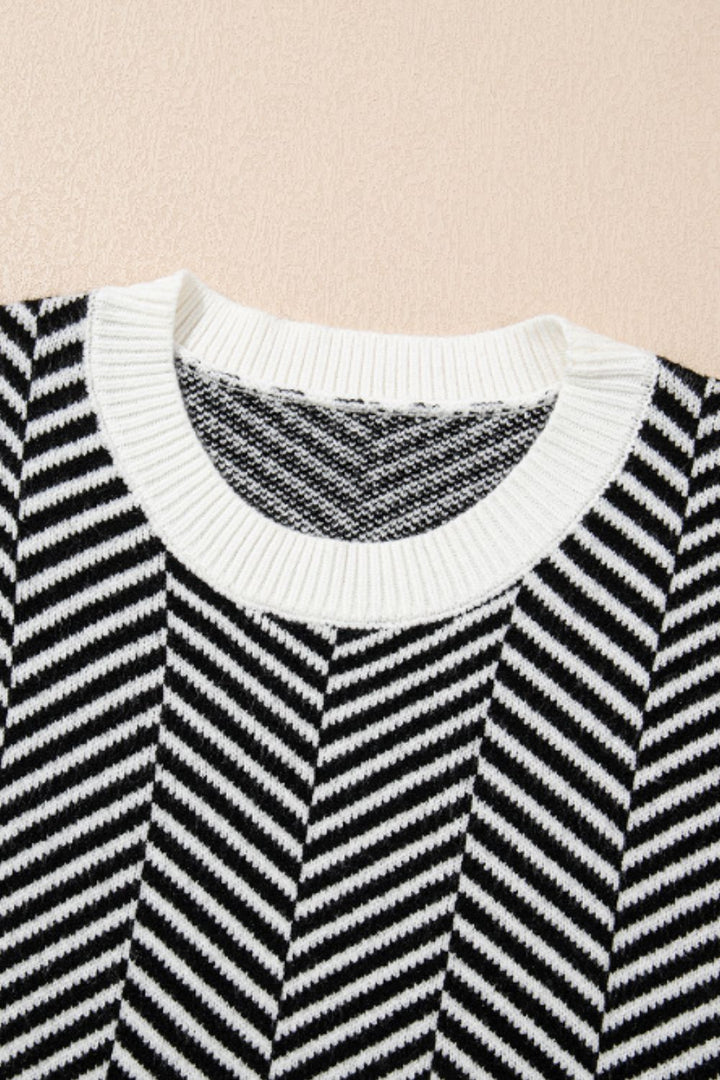 Stilla | Stribet Pullover Med Lange Ærmer og Rund Halsaussnit