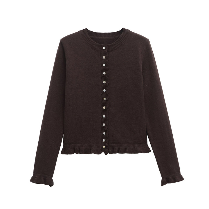 Stilla | Rynket Kvinders Cardigan med Knapper, Chic Laget Top