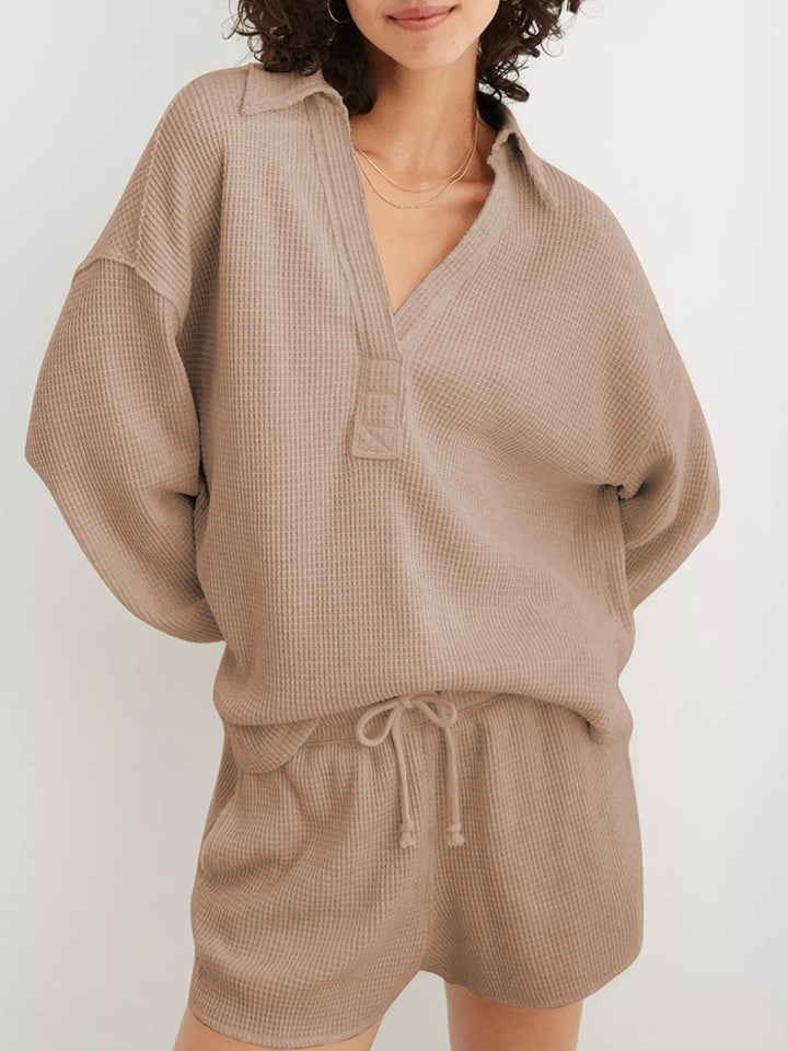 Stilla | Sweater med Johnny krave i struktureret strik med lange ærmer