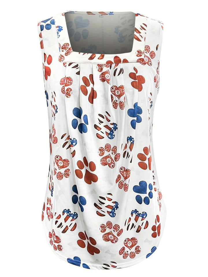 Stilla | Elegant Top Uden Ærmer Med Blomsterprint Og Poter Samt Plisseret Udskæring