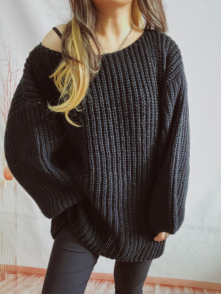 Stilla | Langærmet sweater med bådhals og bælte
