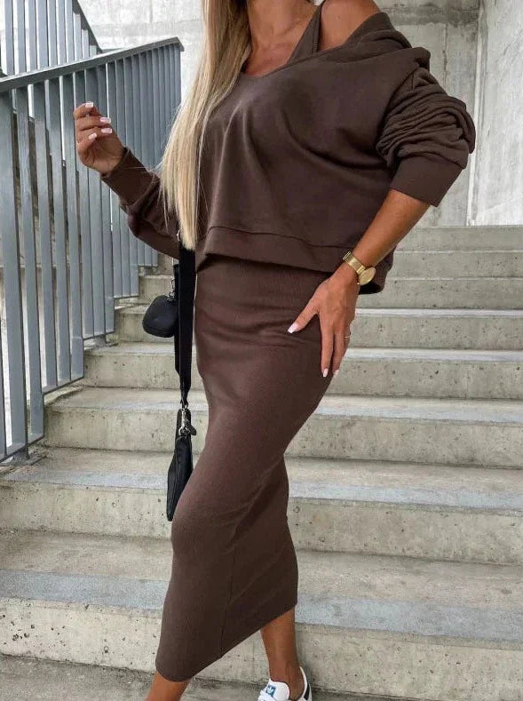 Stilla | Sæt Sexy Kjole Med Hættetrøje