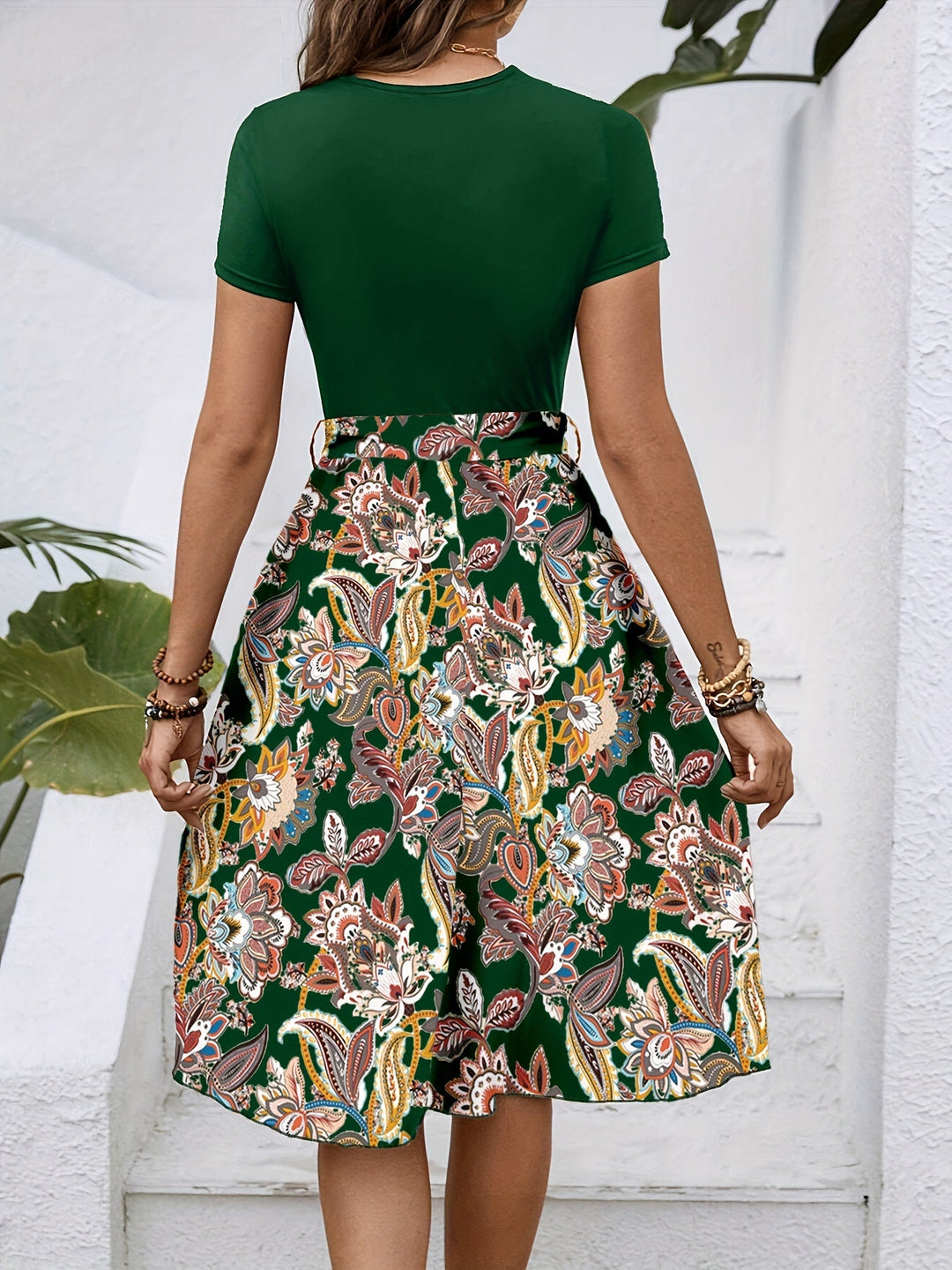 Stilla | Paisley Kjole Med Bælte Elegant Sommer Midi