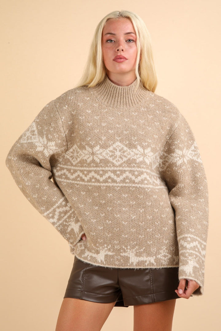 Stilla | Jul Element Pullover Med Lange Ærmer og Stående Krave