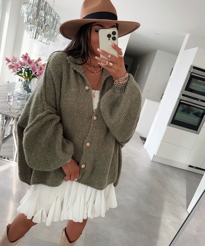 Stilla | Cozy, Oversized Cardigan I Blødt Khaki