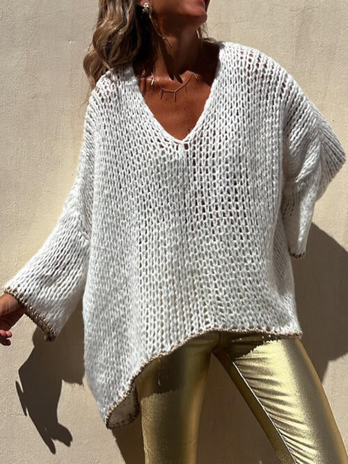 Stilla | Pullover med Stribet Strik og Bredde Kanter